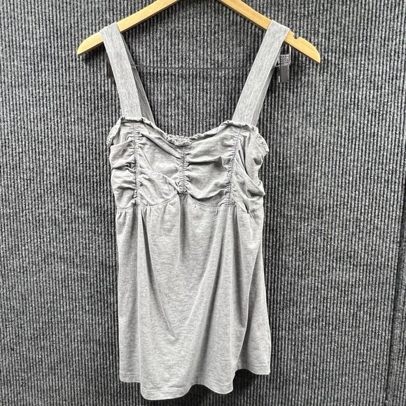 Mix &‎ co. Babydoll Tank Top Womens Gray Large Elastic Back Pleated Sleeveless - Picture 2 of 9